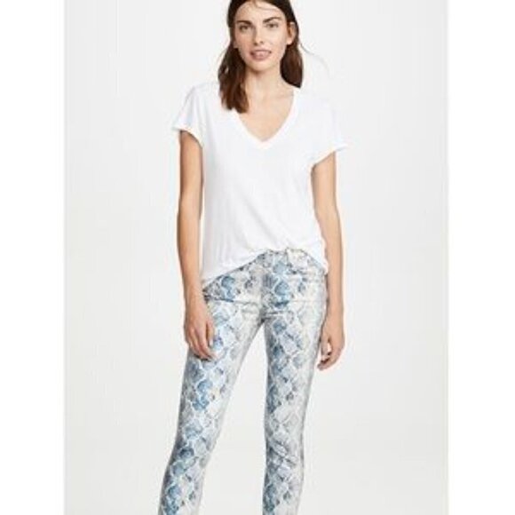 7 For All Mankind Indigo Snakeskin Python Stretch Skinny Jeans Size 26 - Picture 1 of 11